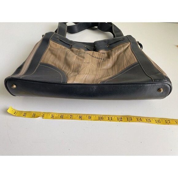 Mario Hernandez Leather Bag Shoulder Tan Black Tote Pockets  Check Pictures - Picture 14 of 16